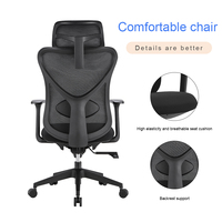 Chaise de bureau de direction au design moderne avec fonctions ergonomiques pivotantes, accoudoirs réglables, matériau en maille, coussin confortable en mousse
