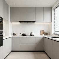 Venta Directa de Fábrica de Gabinetes de Cocina Modernos de Madera Maciza de Roble, Impermeables, con Gran Espacio de Almacenamiento, Ecológicos y Multifuncionales