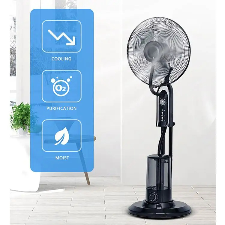 hot Sale Water spray standing fans with remote control 16 inch cooling mist fan