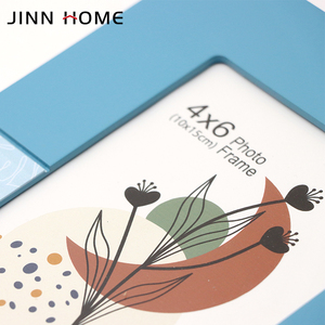Jinn Home personalizza le dimensioni in legno <span class=keywords><strong>cornice</strong></span> per foto 4*6 ''vernice blu verde Pattern Peaf - Product Image 3