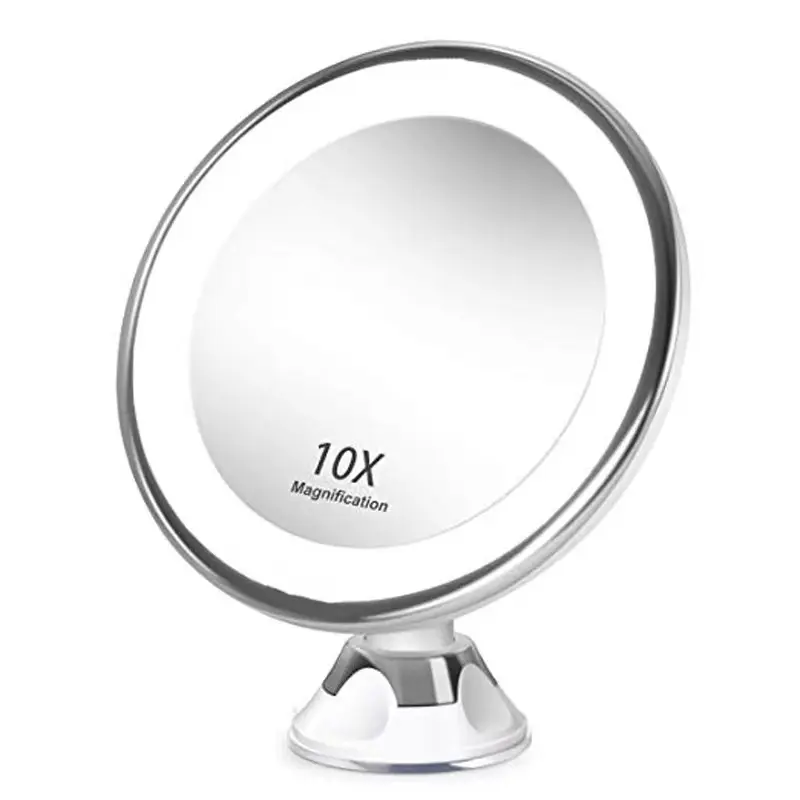 Topverkoper 10x Led Licht Bad Bureau Vergrotende Make-Up Tafel Met Zuignap Cosmetische Spiegel Batterij Aangedreven Doos Verpakt