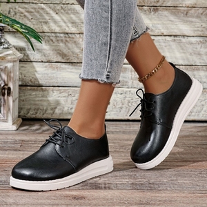 New Lace-Up Thick Sole Casual Sneakers for <b>Women</b> Plus Size Retro Round Toe Sport Shoes - Product Image 6