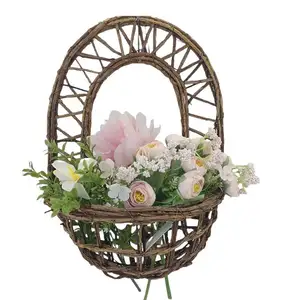 2024 Elegant Handwoven Easter Rattan Basket Charming Rustic Floral Arrangement For Home Decor And Special Events