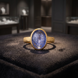 Bague d'anniversaire classique en argent massif plaqué or 18 carats avec pierre précieuse hydro tanzanite - Product Image 3