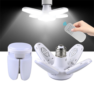 Bombilla LED inteligente con forma de ventilador <span class=keywords><strong>E27</strong></span>, 4 + 1 aspas, 28W, diseño plegable, control remoto con función de sincronización para lámpara de techo - Product Image 5
