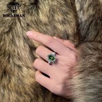 Bague en argent plaqué or 18 carats de haute qualité S925, moissanite ovale vert foncé 3 carats, certificat GRA, sertissage pavé, minimaliste et élégante