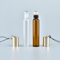 Flacon compte-gouttes en verre transparent ou ambré vide et portable de 1 ml, 2 ml, 3 ml, 5 ml, 10 ml pour échantillons d'huiles essentielles ou de parfums, avec cordon de suspension