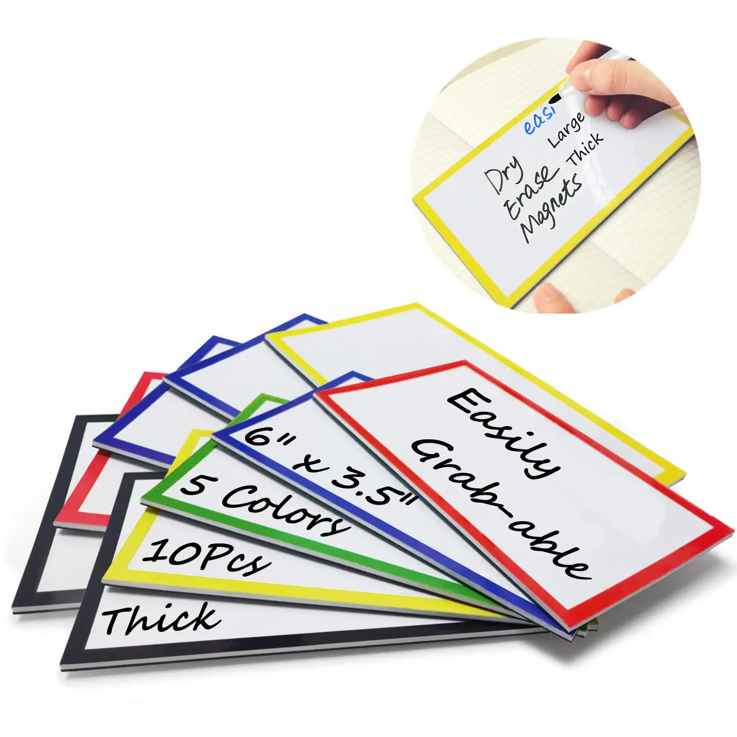 Customized Writable Erasable Rectangle Cards for Classroom Office Home Magnetic Dry Erase Labels Thick Blank Fridge Magnets