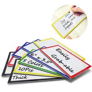 بطاقات مستطيلة يمكن الكتابة عليها حسب الطلب, بطاقات مستطيلة الشكل قابلة للكتابة للاستخدام في الفصول الدراسية والمكاتب والمنزل ، ملصقات مسح جافة مغناطيسية ، مغناطيس ثلاجة سميك