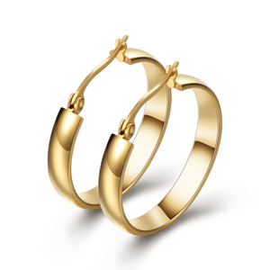 Boucles d'oreilles créoles 5 mm plaquées or 18 carats et en acier inoxydable, design rond simple, pour femme, bijoux cadeau - Product Image 2