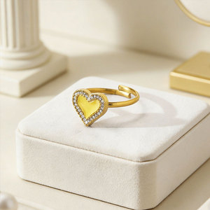 <b>Custom</b> <b>Ring</b> Bulk Non Tarnish 316L Stainless Steel 14k 18k Gold Plated Fine Heart Zircon <b>Ring</b> for Women - Product Image 3