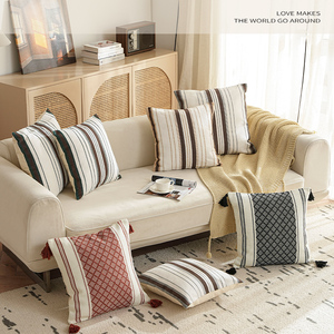 Home Decor Boho Pillow Case Woven Cotton Pillow Farmhouse <strong>Cushions</strong> Cover <strong>Striped</strong> <strong>Cushion</strong> Cover for Sofa - Product Image 4