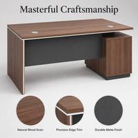Escritorio Ejecutivo Ergonómico de Madera Sólida con Ranuras para Cables, Cajones de Almacenamiento, Resistente al Agua, con Acabado de Madera Duradero