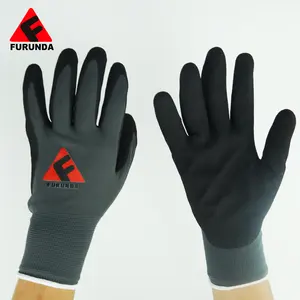 china factory rubber coated work glove with cotton knitted glove liner for construction work