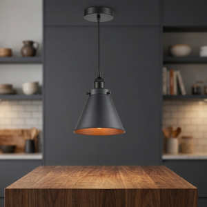 Suspension industrielle moderne style ferme avec abat-jour en fer, luminaire LED à intensité variable pour restaurant, bar, salle à manger - Product Image 2