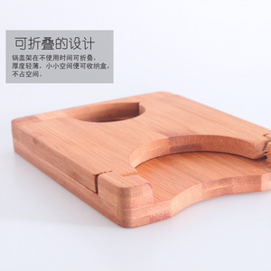 Soporte para tapas de ollas de bambú con almacenamiento magnético para tapas, estante de cocina para utensilios de cocina y tabla de cortar, diseño multifuncional - Product Image 3
