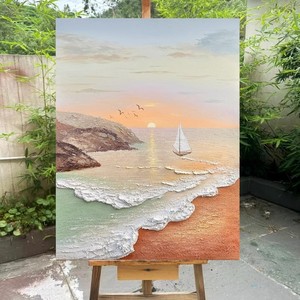 Hand Painted Oil Painting Seascape 3D Textured Canvas <b>Art</b> For Living Room Wall Decor Unframed Abstract <b>Art</b> - Product Image 1