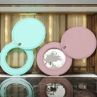 Miroir cosmétique rond portable à la mode pour femmes poche en cuir PU Mini Compact avec fonction rotative pour l'éducation