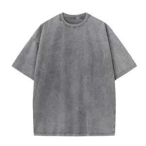 Camisetas Vintage de Estilo Urbano para Hombre, Camisetas Holgadas con Hombros Caídos, Camisetas Personalizadas de Algodón Orgánico con Lavado Ácido, Camisetas Lisas sin Estampado - Product Image 1