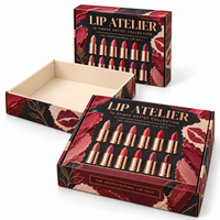 Boîte de présentation de luxe personnalisée en carton ondulé avec couvercle et base pour kit de présentation de teintes à lèvres pour maquilleurs, emballage pour 12 rouges à lèvres avec logo