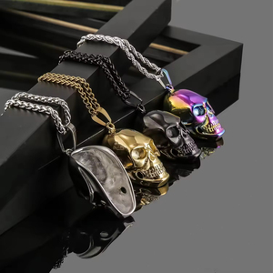 批发复古哥特式嘻哈骷髅吊坠超大骷髅项链男士礼物 - Product Image 5