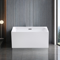 Baignoire douche autoportante moderne de 57/55/54 pouces avec fonction de trempage, en acrylique écologique, pour usage hôtelier