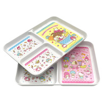Assiette à manger en mélamine en forme de rectangle de dessin animé créatif pour enfants durable et incassable pour la maternelle à la maison