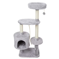 Cadre d'escalade intégré pour lit de chat avec plate-forme de saut en sisal et support d'arbre à chat jouet