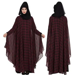 Fashion design black maroon abito in pizzo a due piani turco dubai tradizionale donna elegante abito da preghiera abaya musulmano