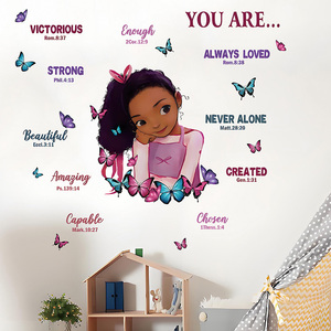 Pegatinas de pared con <span class=keywords><strong>citas</strong></span> inspiradoras para habitación de <span class=keywords><strong>chicas</strong></span> negras, pegatinas decorativas autoadhesivas de PVC con impresión UV, decoración del hogar - Product Image 6