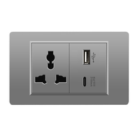 American Standard Série 118 Adaptateur de prise pour maison intelligente Double prise murale USB 3.1A Type-C 15A Pressostat de lumière 3.1A + 3.1A + 15A