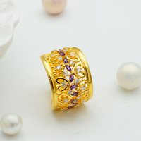 Anillo de Oro 18K con Amatista y Diamante de Laboratorio en Forma de Corazón Hueco, Venta al Por Mayor |   Marca Privada Personalizada Romantique Bridal