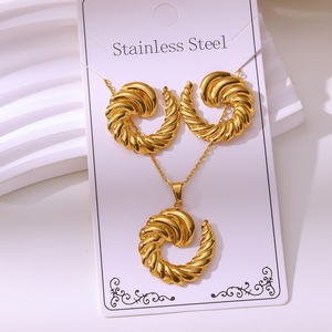 Conjunto de Brincos e Colar Unissex em Aço Inoxidável Estilo Hidráulico Europeu-Americano, Bestseller Transfronteiriço para Festas de Casamento - Product Image 2