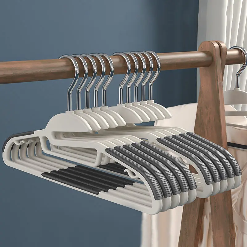 Plastic Hangers Space Saving Clothes Hangers Stripe Non Slip Coat Hanger Heavy Duty Pant Rack Upgraded Rubber