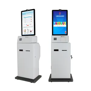 Crtly 32 Inch Touch Screen Check Cashing Kiosk Ordering Kiosk Service With Card Reader Hold Cash And Card Payment Kiosk
