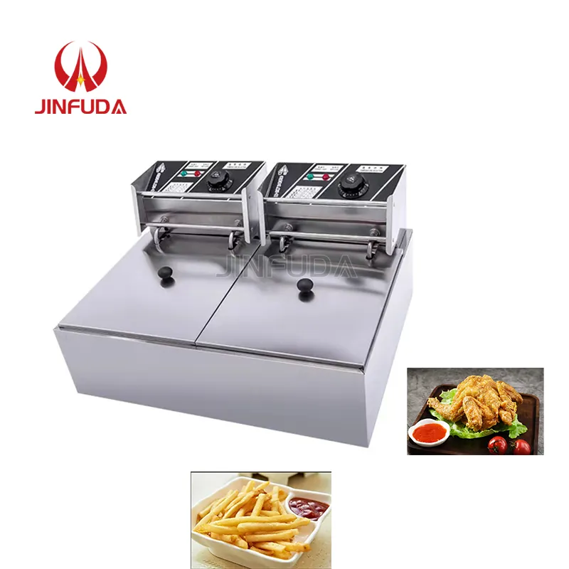 Commercial Industrial Double Tank Donut Chicken Potato Chips Fryer French Fries Machine Electric Deep Fryers