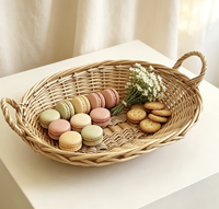 Panier de service en osier naturel, forme ovale avec poignées, panier à fruits et à pain tissé à la main pour la décoration de la maison, de la cuisine et de l'hôtel