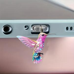 Pendentif anti-poussière 2D plat en acrylique coloré motif colibri pour connecteur <span class=keywords><strong>Lightning</strong></span> iPhone et connecteur ovale Type-C - Product Image 4