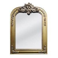 Vente en gros de coiffeuse baroque ornée d'arche design en PU sculpté en or, tenture murale, entrée, couloir, ensemble de table, miroir
