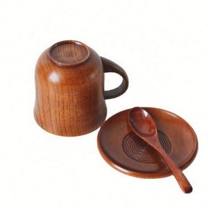 Taza de Té o Sopa de Madera Hecha a Mano Ecológica con Plato y Cuchara para Servir Sopas, Café, Té Verde y Té Negro - Product Image 2