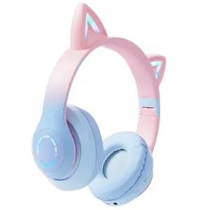 OEM Sedex מפעל חתול אוזן חמוד ילדים אוזניות LED משחקי אוזניות אוזניות