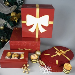 Caja para Pastel Navideño con Ventana, Diseño Personalizado, Caja para Brownies de Panadería Navideña, Cajas para Pan - Product Image 1