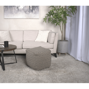 DB Amuleto Pouf en coton tissé à la main Accessoire de chaise élégant gris foncé et marron - Product Image 1