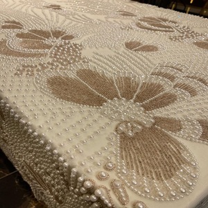 Tissu brodé perlé avec strass, nouvelle arrivée, matière pour robes, dentelle haut de gamme pour robes de mariée, vêtements de soirée, textile - Product Image 1