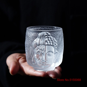 Verre à <span class=keywords><strong>liqueur</strong></span> en cristal 3D en relief, motif Bouddha du Démon Zen bouddhiste, pour saké, vin, vodka, <span class=keywords><strong>whisky</strong></span>, thé, couleur azur religieuse - Product Image 5