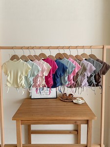 Completo Estivo per Bambine 2026, Stile Coreano, Top a Maniche Corte con Coulisse e <span class=keywords><strong>Pantaloni</strong></span> a Zampa, Tinta Unita, Set Due Pezzi Alla Moda - Product Image 3