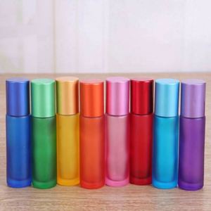 Luxury <b>10ml</b> Empty Colorful Glass Roller <b>Bottle</b> High Quality Electroplated Essential Oil Screen Printing Roll Sealing Type Reed - Product Image 2