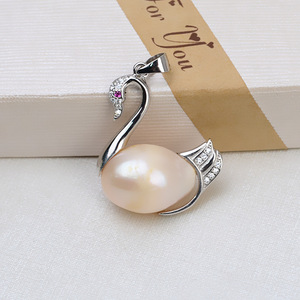 Pendentif baroque en argent S925 fait à la main, collier en perles de forme féminine, chaîne de collier, accessoire de bricolage, motif de cygne, composants de bijoux 1519 - Product Image 2