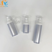 Botella de Vacío Acrílica de Pared Gruesa Azul Grisácea de 15/30/50 ml con Tapa Corona y Serigrafía para Loción, Mascarilla Facial, Sérum para el Cuidado de la Piel