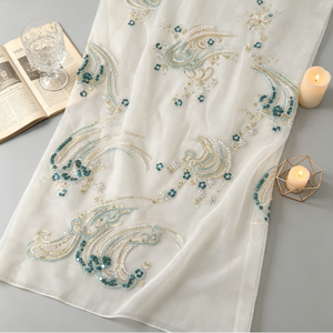 Tissu <span class=keywords><strong>en</strong></span> organza 3D brodé de nuages porte-bonheur, avec sequins et perles, <span class=keywords><strong>en</strong></span> maille de polyester, pour Hanfu, mariage chinois, Lolita, garçons et enfants - Product Image 5
